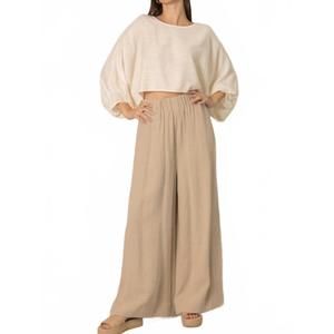 NEW BEFORE YOU COLLECTION cropped linen top in ivory